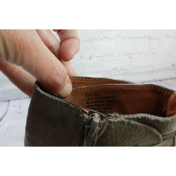 Lucky Brand Brown Suede Side Zip Round Toe Ankle Heeled Booties Size 8 M - Picture 8 of 10